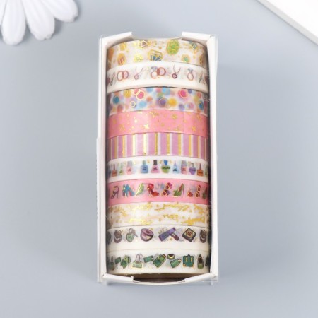 Sticky tape paper "Fashion" set 10 pcs width. 0.8 cm dl. 2 m 8.5x4x1 cm-4