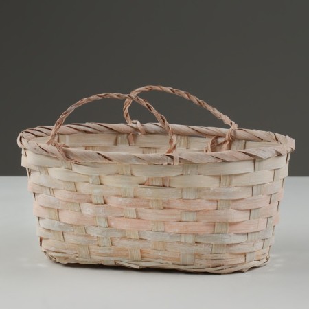 Wicker basket, d25 x 18 x 11/19 cm, peach, bamboo