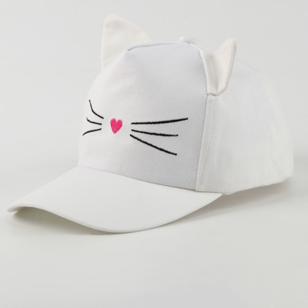 Baby cap for a girl "cat", with ears, color white rr 52-54 5-7 years-2