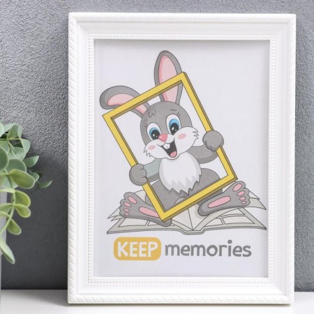 Photo frame plastic L-1 15x21 cm, white (plastic screen)