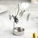 Candle rotating "carousel with angels", silver, metal