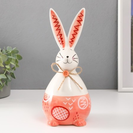 Souvenir Ceramics "Sleepy Rabbit with Bantik" White-Permisial 11.8x10.5x24.2 cm