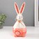 Souvenir Ceramics "Sleepy Rabbit with Bantik" White-Permisial 11.8x10.5x24.2 cm