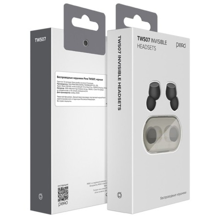 TWS07 Invisible headphones, wireless, BT 5.1, microphone, 200 mAh, black-2