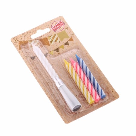 Candles for the cake "Bright strip", 7 cm, set (3 twisted and musical)-4