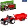 Metal “farmer” tractor, with a trailer, red color