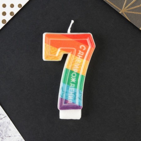 A candle for a cake, a number with color application of 7 "Happy Birthday".-2