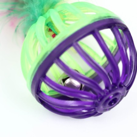 Ball for cats with a tambourine "Hurry with a pen", 4 cm, light green purple-3