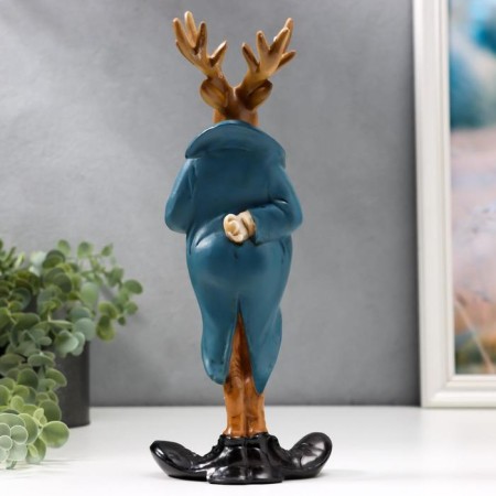 Polystone souvenir "Elk in a blue jacket and red butterfly" 30x12.5x11.5 cm-3