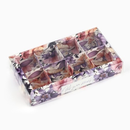 Box for 8 sweets with cells “Everything for you”, 10 x 18.5 x 3 cm