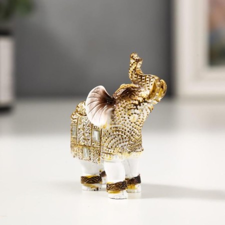 Polystone souvenir "White elephant with a blade of Arab carpet" 6.5x5.7x2.8 cm-2