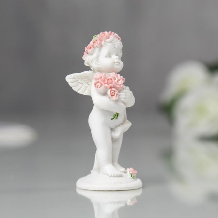 Souvenir Polystone "Angel in a pink wreath with a bouquet" MIX 6.8x2.8x3 cm-2