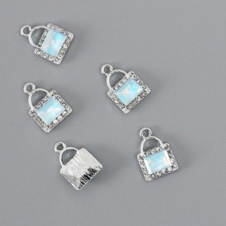 Decor for creativity metal, rhinestones "handbag" blue 1.7x1.2 cm-1
