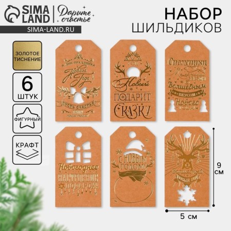 Schildik decorative in the Kraft "set, 5 x 9 cm, New Year