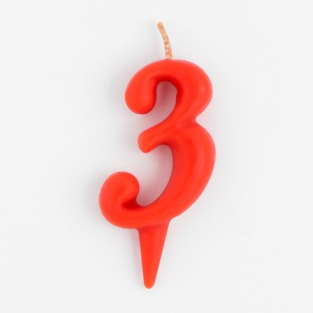 Candle for the cake the figure "Oval" "3", red, 5.5 cm-1