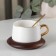 Tea couple ceramic with a spoon "Ulun", 2 items: a cup 280 ml, a saucer d = 13 cm, white color
