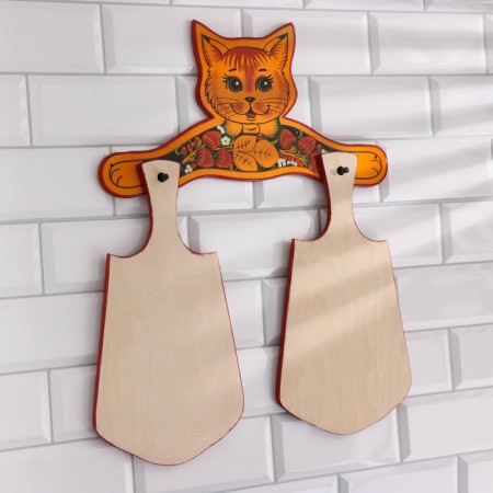 Set of cutting boards "Kotik", 2 pcs, Khokhloma-1
