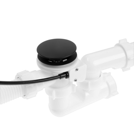 Siphon for the bathtub "Ani Plast" EM321BL, 520 mm, adjustable, semi -automatic, handle metal, black-1