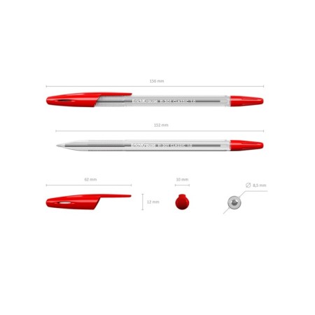 Ballic handle Erich Krause R-301 Classic Stick, Node 1.0 mm, ink red, letter line 2000 meters, barcode on the handle-1