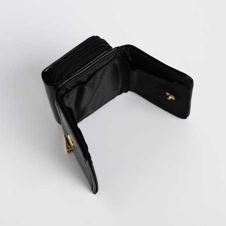 Women's wallet on the button, black color-4