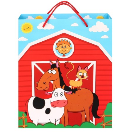 Gift package, 23x27x11.5 cm, packaging, blue tractor-1