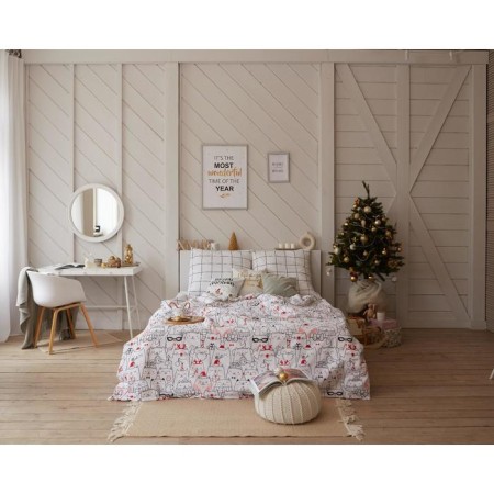 New Year. Bed linen Ethel 2 joint venture XMAS CAT 175*215 cm, 200*220 cm, 70*70 cm - 2 pcs-8