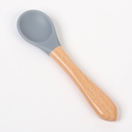 Set for feeding: bib, plate on a suction cup, spoon, m & b, gray-9