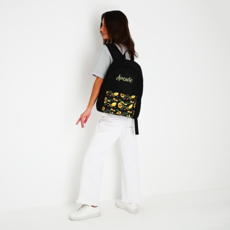 School Youth Backpack "Avocado", 33x13x37 cm, lightning department, n/pocket, black-10
