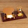 Table set 4V1 with a business card holder, red tree