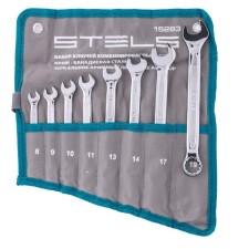 A set of keys of the combined Stels 15283, antilip, 8-19 mm, 8 pcs.