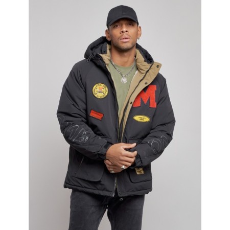 Winter male jacket, size 50, black color-7