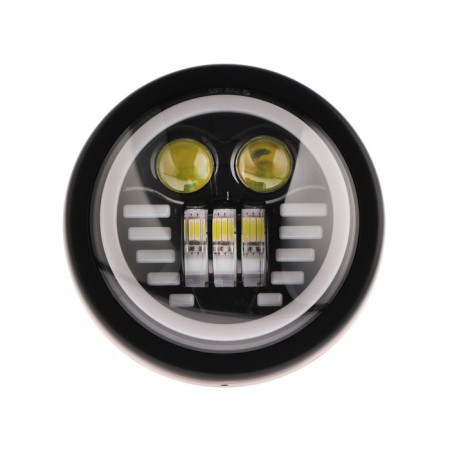 Motorcycle headlight, 14 × 16 cm, 12 V, 30 watts, 2160 lm, wire 15 cm, white-yellow light-1