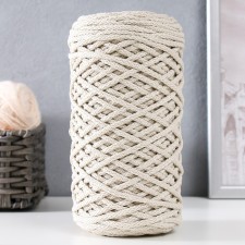 Knitting cord 100% polyester, width 5 mm 100m (ivori)