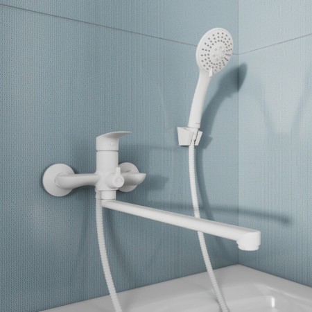 MILARDO RORA RORWT00M10 bath mixer, pour 350 mm, white matte-1