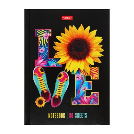 Notebook, A6, 80 sheets, in a cage, "love", a solid cover, glossy lamination, an offset block 60g/m2