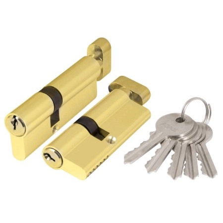Ax102.60 mm cylinder mechanism, 25x10x25, 5 keys, brass color