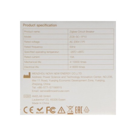 Smart circuit breaker MOES ZCB-SC-10, 10A, Zigbee, overload protection, voice control-3