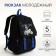 School backpack from textiles on lightning, 5 pockets, black/blue color