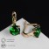 Earrings with bloom rhinestones, green color in gold
