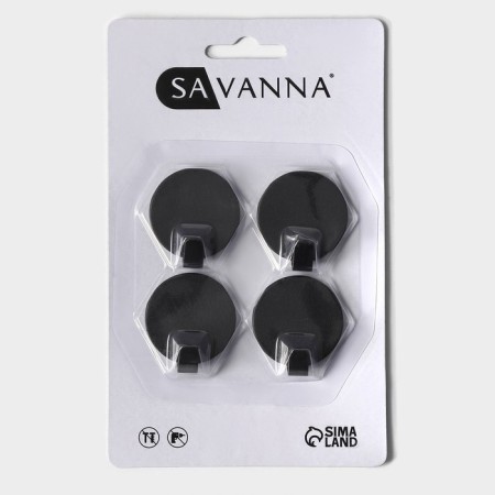 Set of metal self -adhesive hooks Savanna Black Loft Wheel, 4 pcs, radius 3.4 cm-4