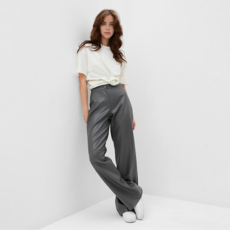 Women's trousers (eco-leather) minku: classic color gray, river 44-1