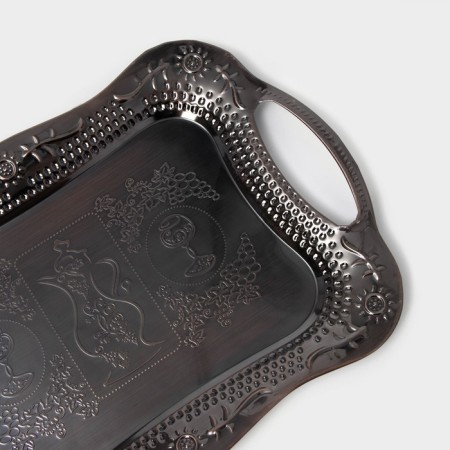 Stainless steel tray with handles "abundance", 38 × 25 × 2.5 cm, bronze color-2
