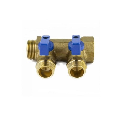 Aquasfera Collector 9026-01, 3/4 "x16 mm, 2 outputs, external threads with ball valves, 35 mm-1