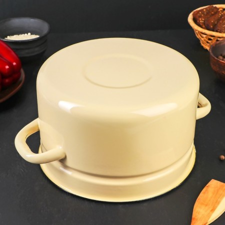 Cylindrical pan, 5 l, induction, without decolleys, ivory color-2