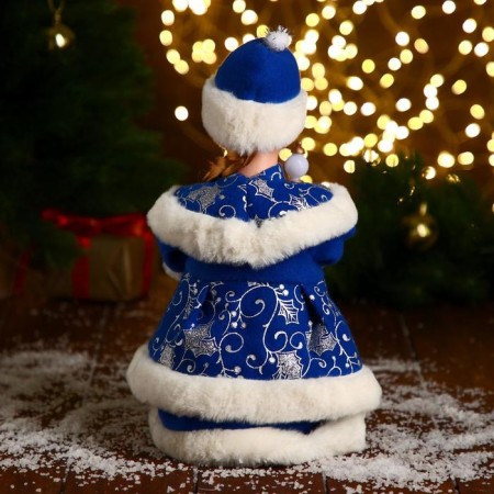 Snow Maiden "in a blue fur coat with a heart" moves, 30 cm-3