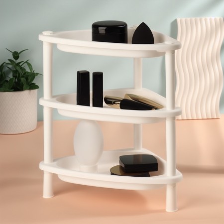 Organizer for storing cosmetics, corner, 3 sections, 28 × 19.5 × 29 cm, white