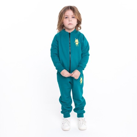 Kit (sweatshirt, trousers) for a girl, emerald color, height 110 cm