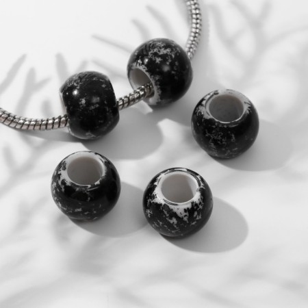 Bead "Paints", 1.3 × 1, black and white color-1