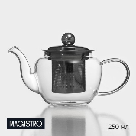 Glass teapot with metal sieve "Cagliopa", 250 ml, 15 × 8 × 9 cm