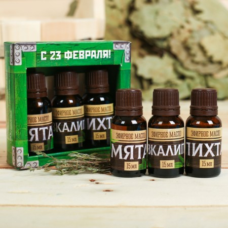 Set of 3 essential oils 15 ml "from February 23!" fir, mint, eucalyptus
